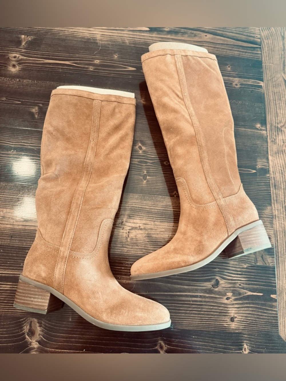 NWOB Marc Fisher Impulsa Cognac Suede Knee-High Boots Size 7.5